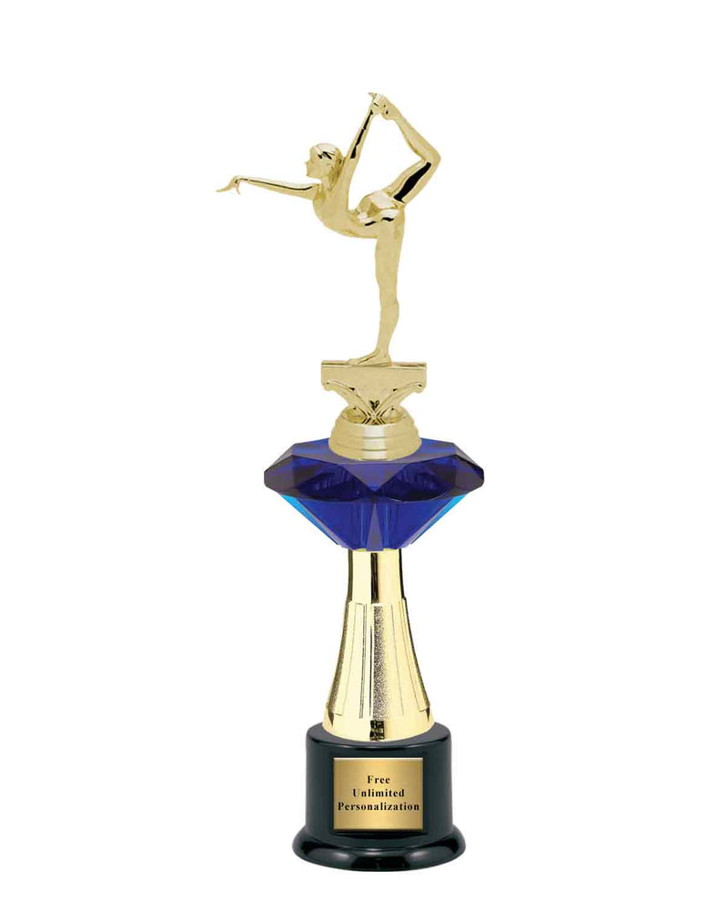 Large Blue Jewel Riser Gymnastics Trophy