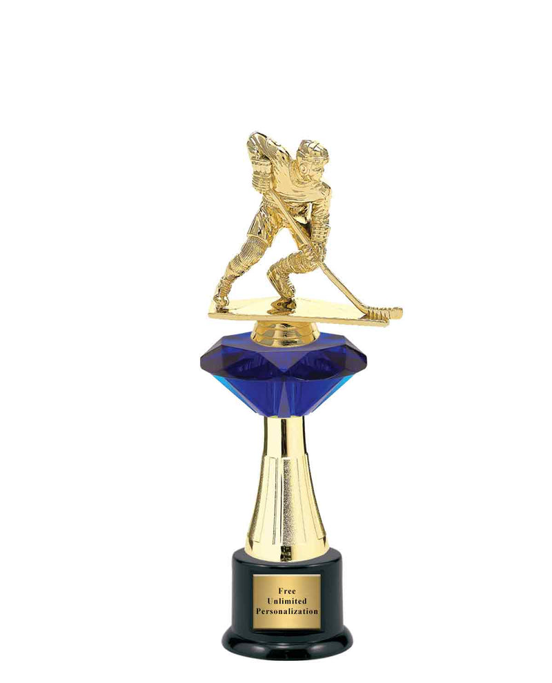 Large Blue Jewel Riser Hockey Trophy