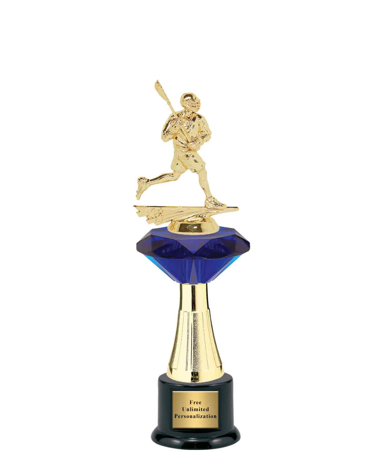 Large Blue Jewel Riser Lacrosse Trophy