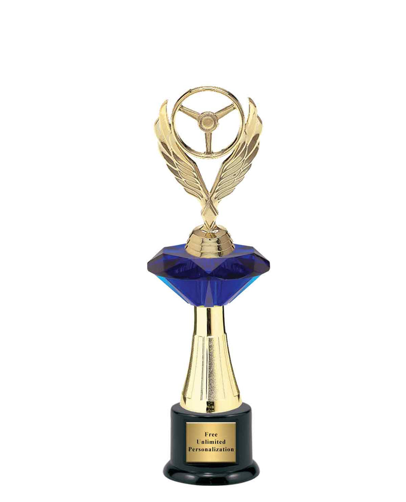 Large Blue Jewel Riser Racing Trophy