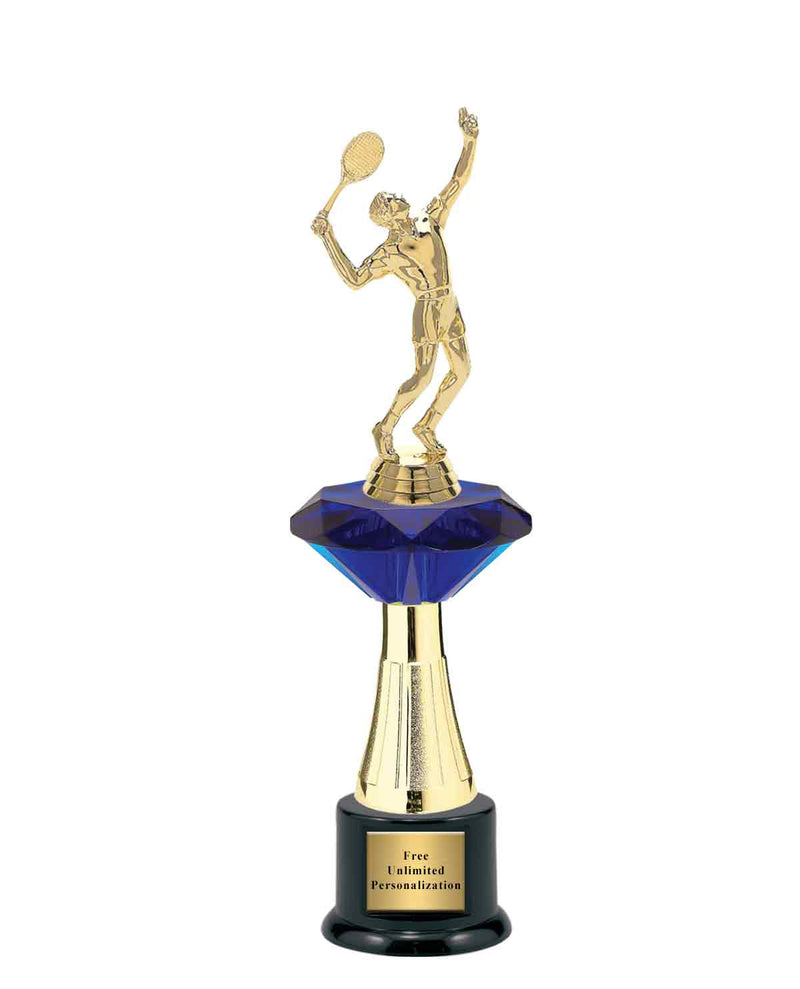 Large Blue Jewel Riser Tennis Trophy
