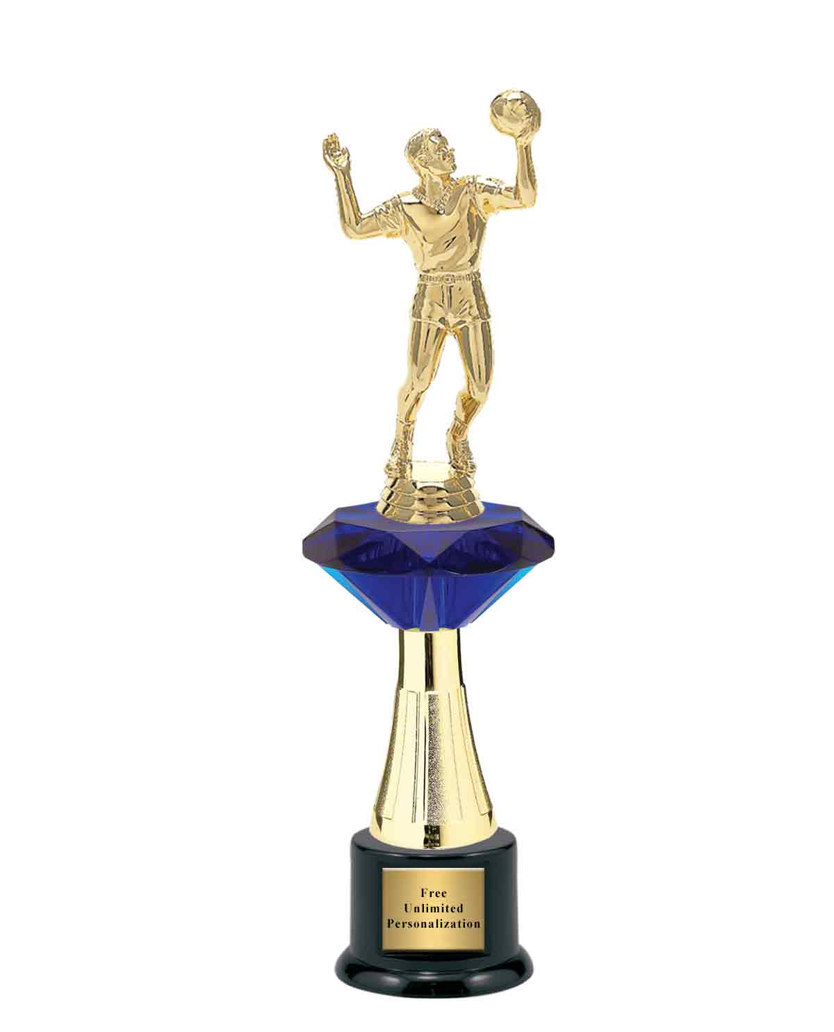 Large Blue Jewel Riser Volleyball Trophy