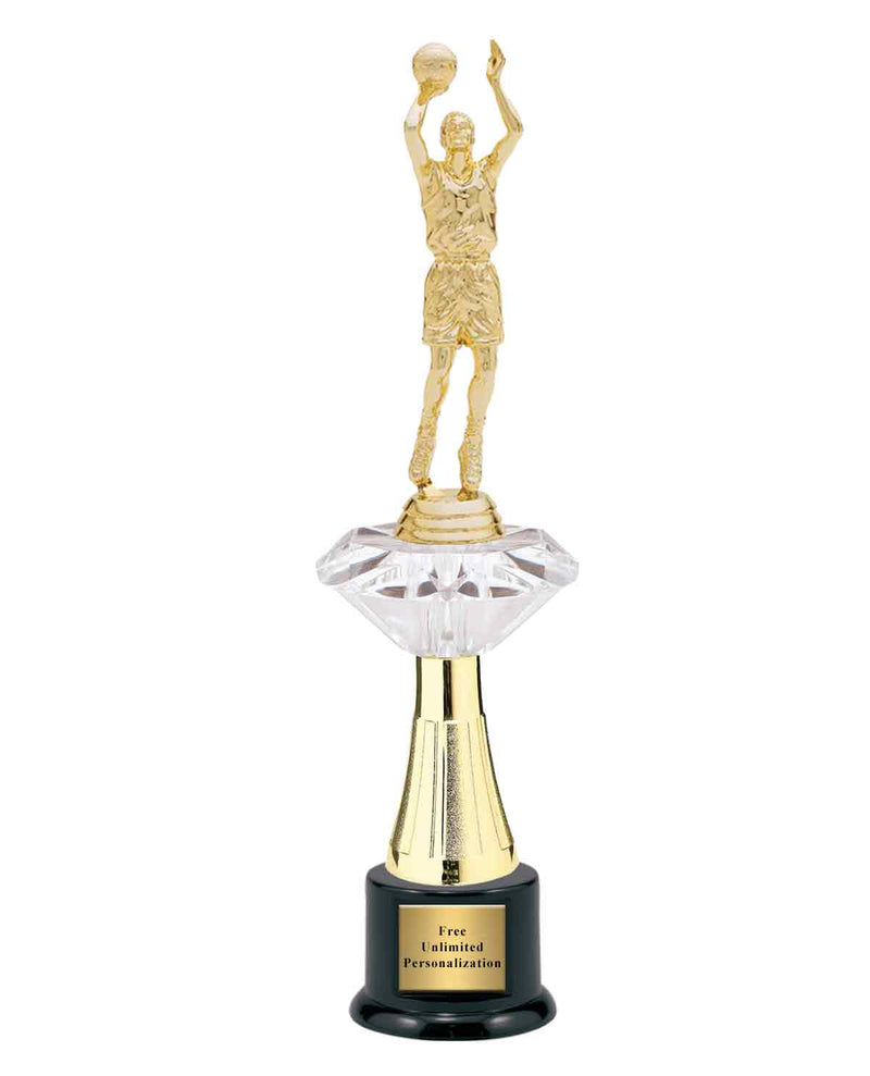 Large Clear Jewel Riser Basketball Trophy