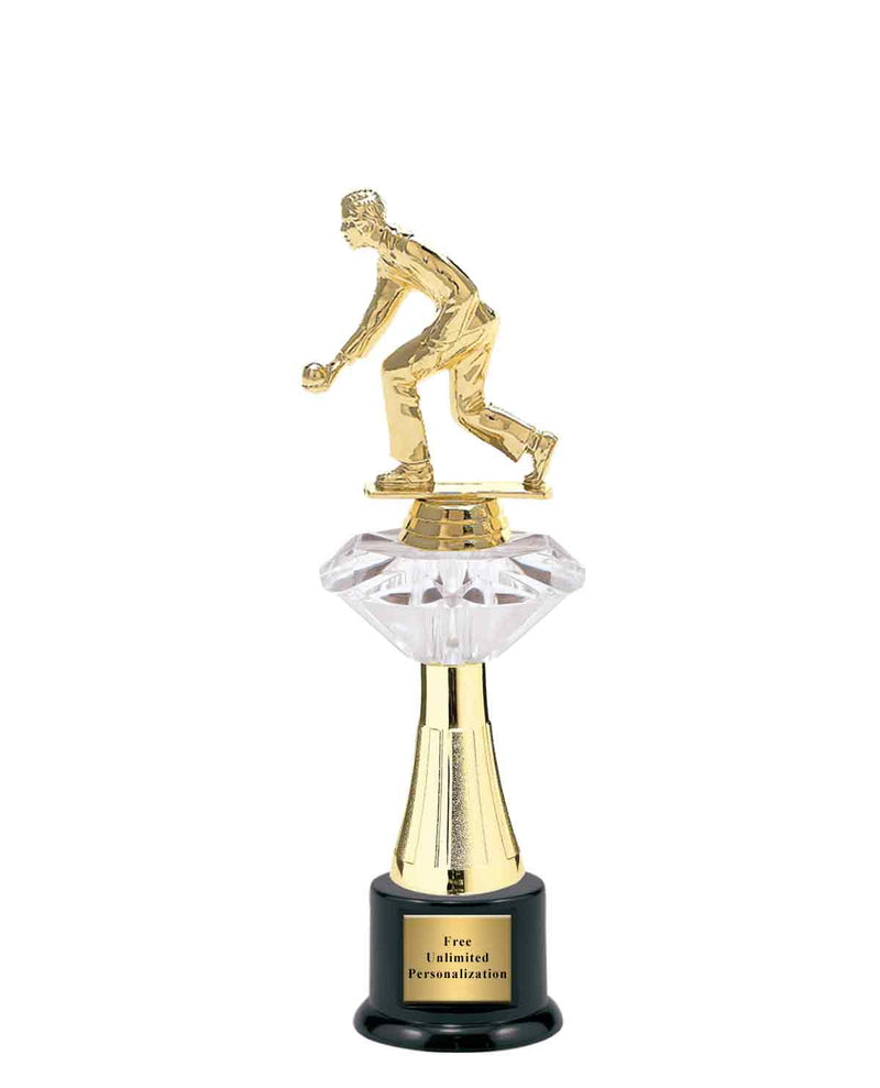 Large Clear Jewel Riser Bocce Trophy