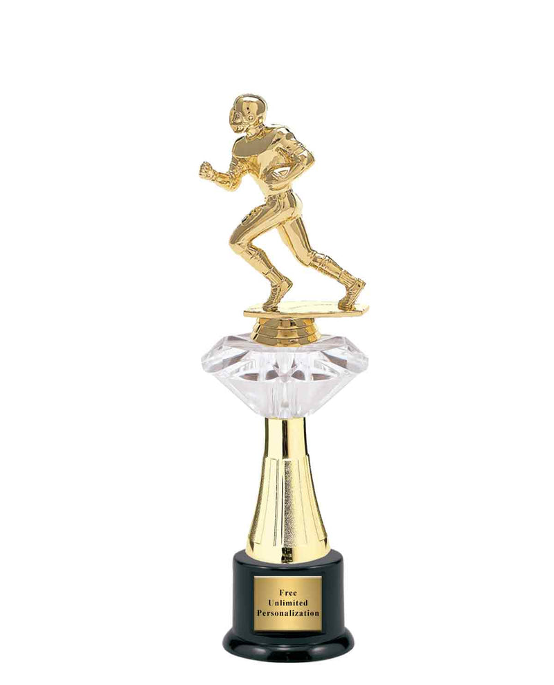 Large Clear Jewel Riser Football Trophy