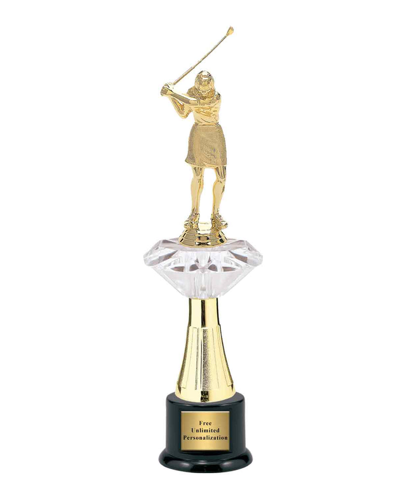 Large Clear Jewel Riser Golf Trophy