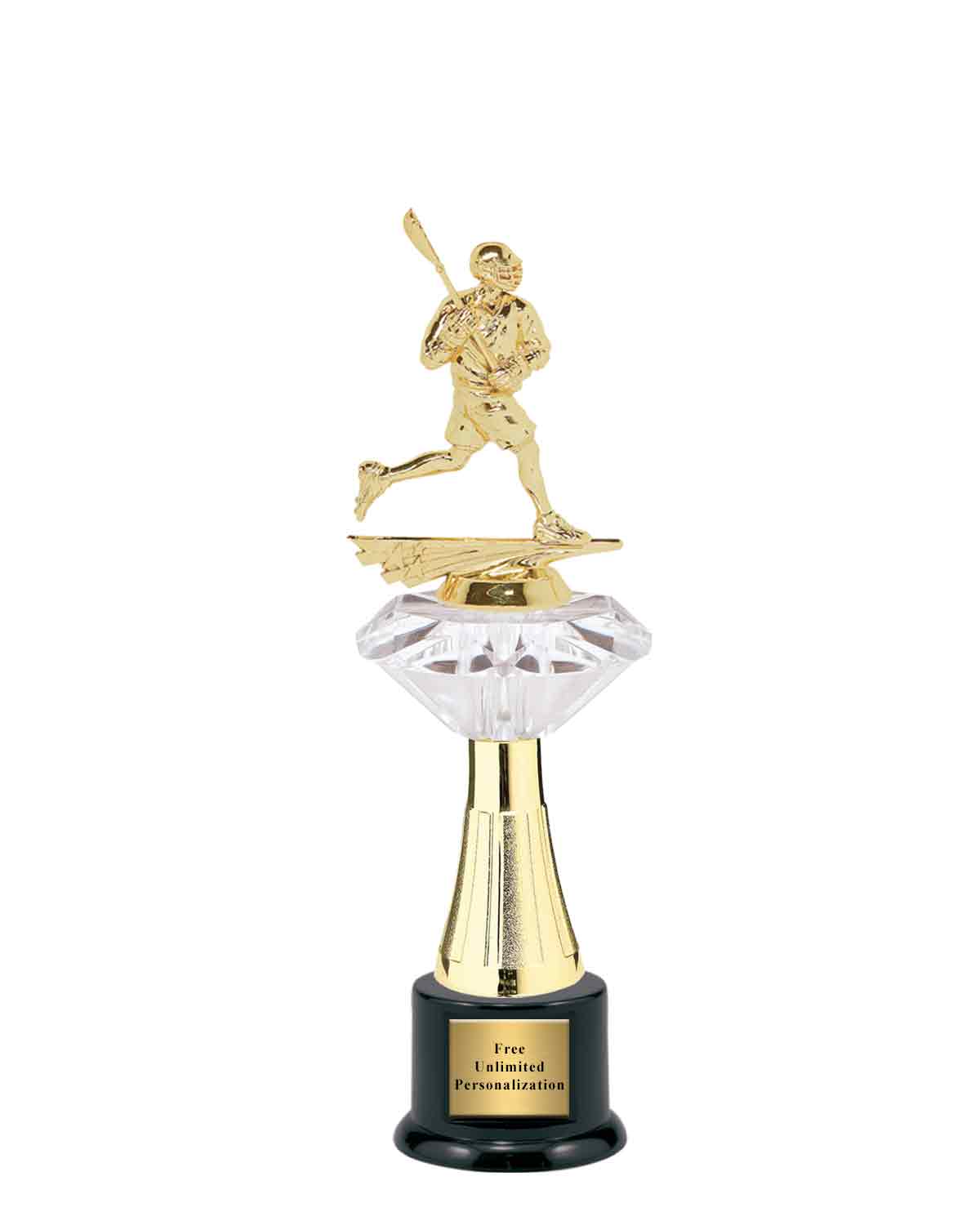 Large Clear Jewel Riser Lacrosse Trophy