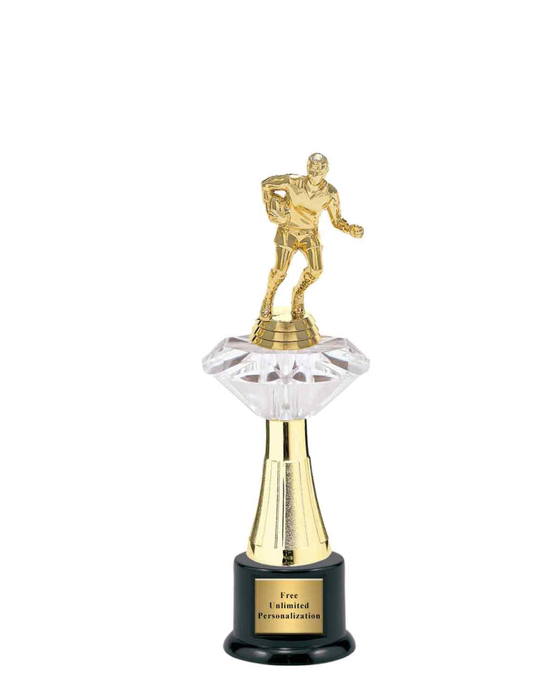 Large Clear Jewel Riser Rugby Trophy
