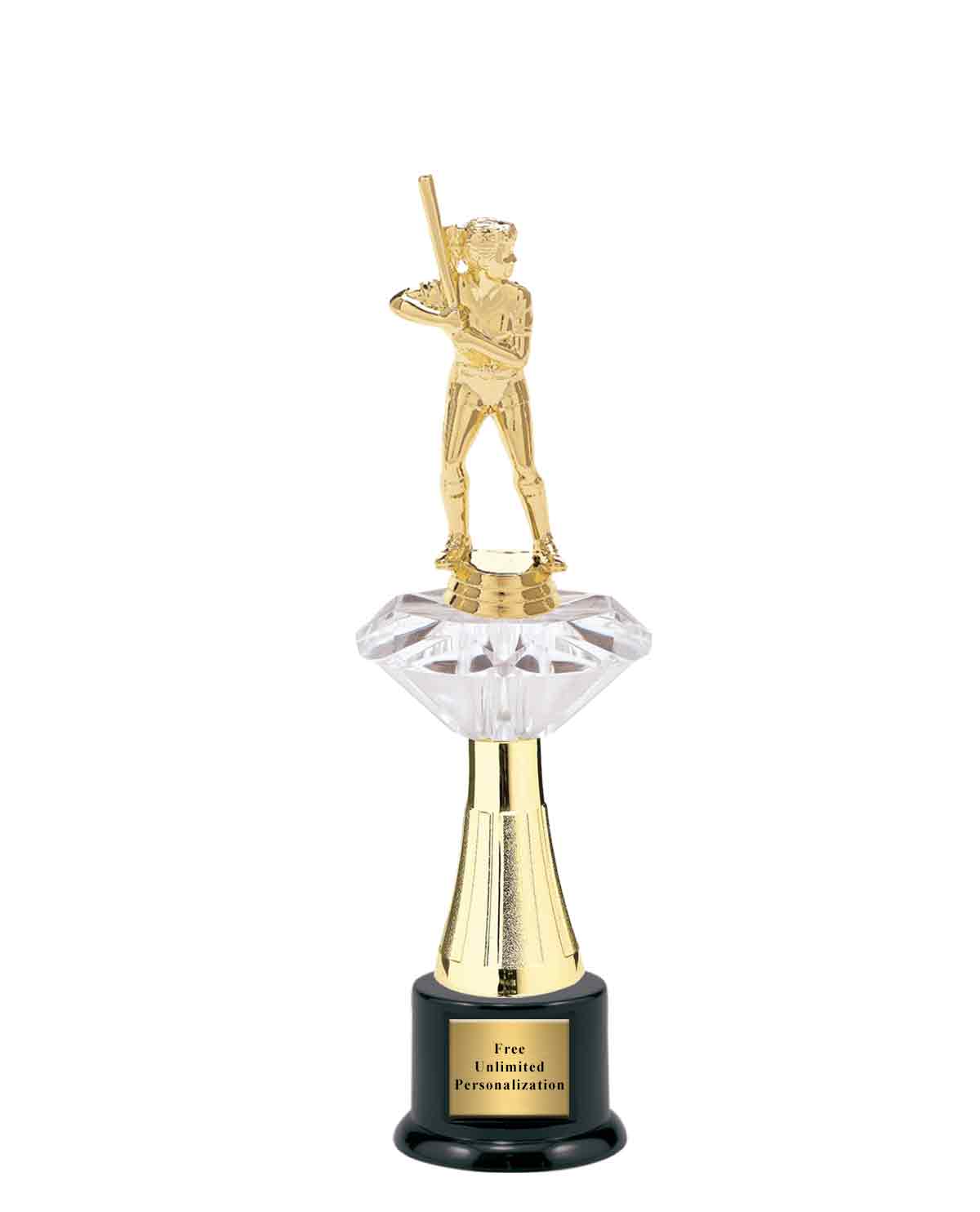 Large Clear Jewel Riser Softball Trophy