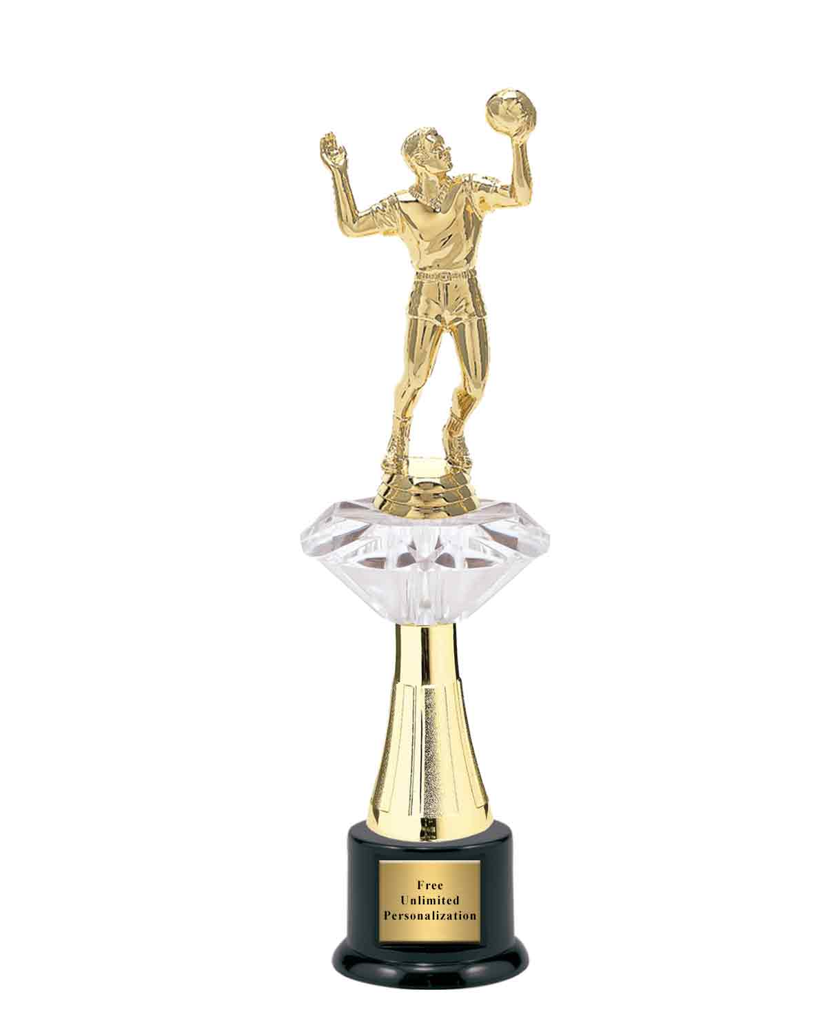 Large Clear Jewel Riser Volleyball Trophy