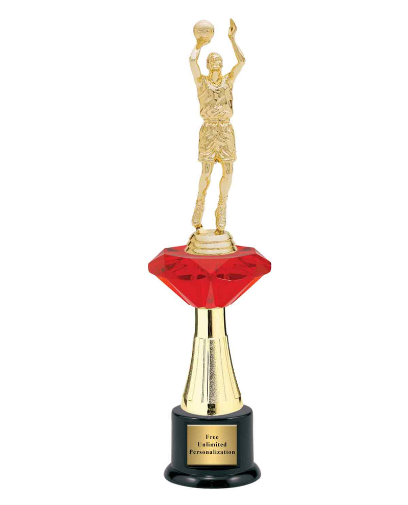 Large Red Jewel Riser Basketball Trophy