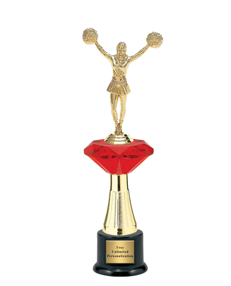 Large Red Jewel Riser Cheer Trophy