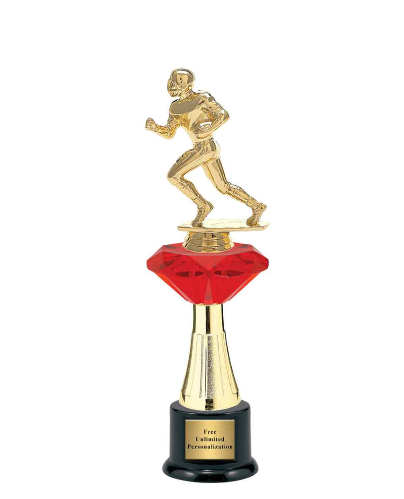 Large Red Jewel Riser Football Trophy