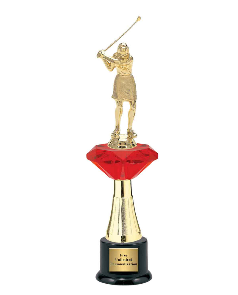 Large Red Jewel Riser Golf Trophy