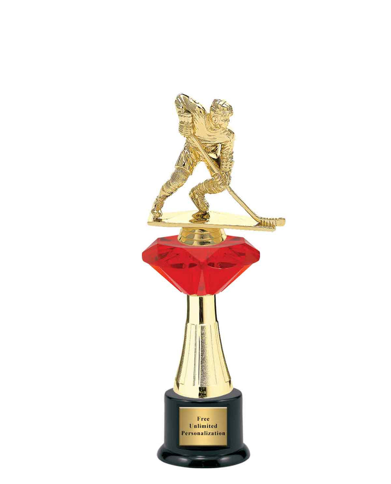Large Red Jewel Riser Hockey Trophy