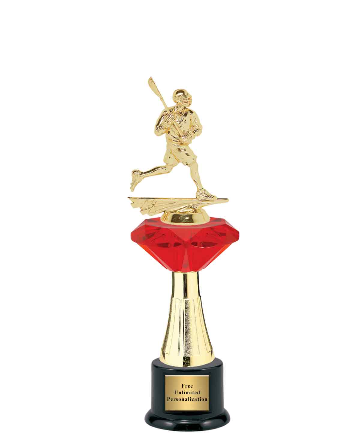 Large Red Jewel Riser Lacrosse Trophy