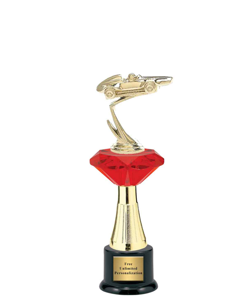 Large Red Jewel Riser Pinewood Derby Trophy