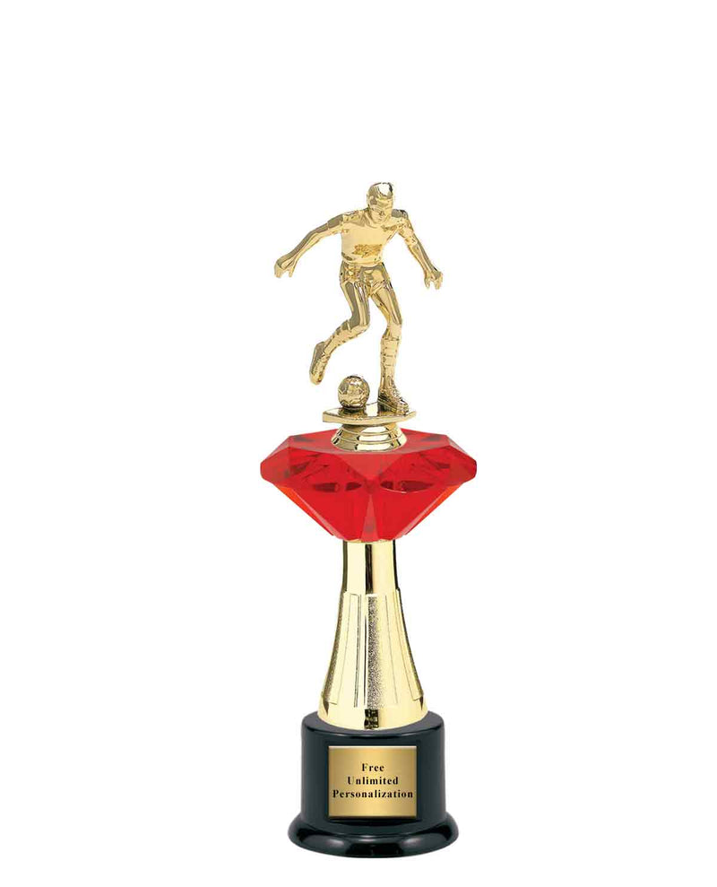 Large Red Jewel Riser Soccer Trophy