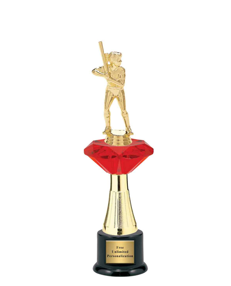 Large Red Jewel Riser Softball Trophy