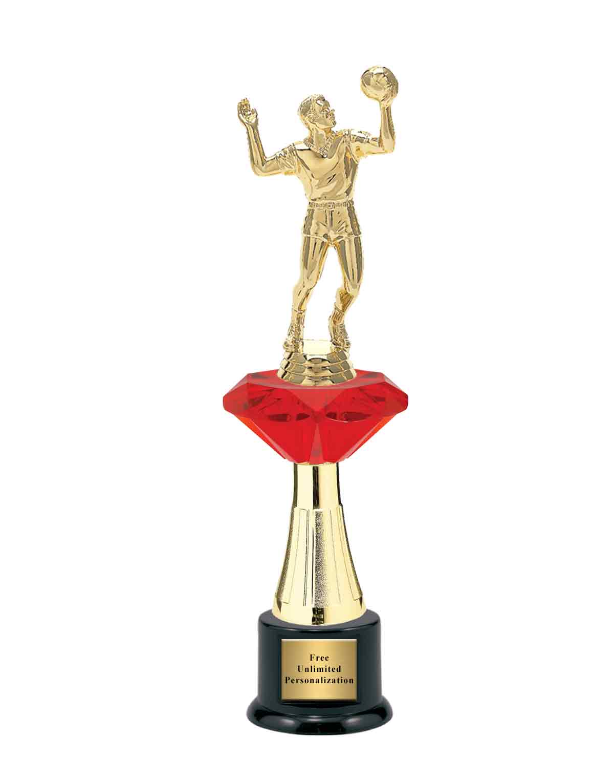 Large Red Jewel Riser Volleyball Trophy