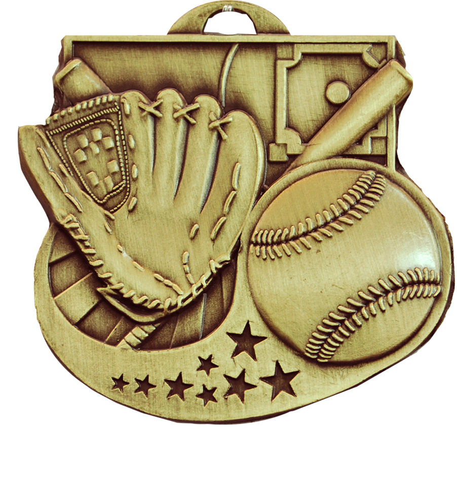 Gold Star Blast Baseball Medal