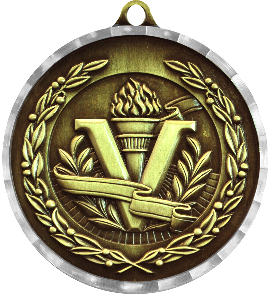 Gold Diamond Cut Victory Medal