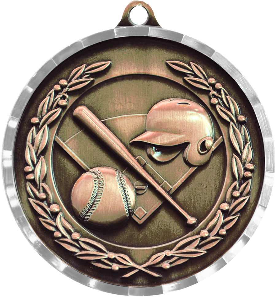 Bronze Diamond Cut Baseball Medal