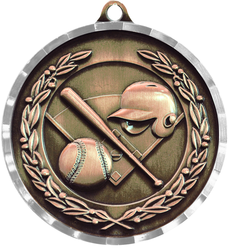 Bronze Diamond Cut Baseball Medal