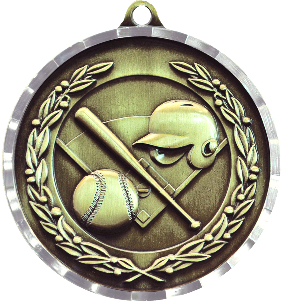 Gold Diamond Cut Baseball Medal