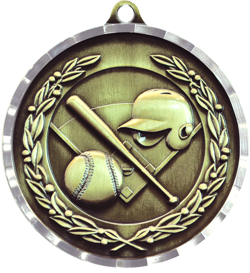 Gold Diamond Cut Baseball Medal
