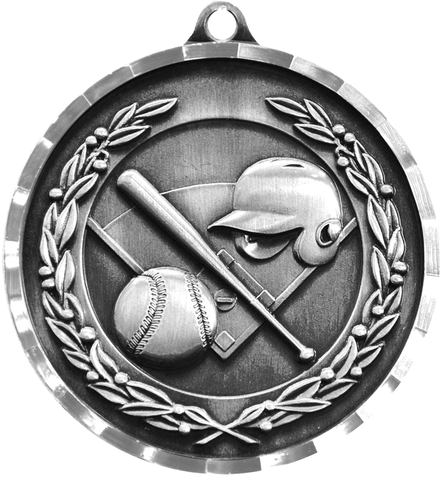 Silver Diamond Cut Baseball Medal