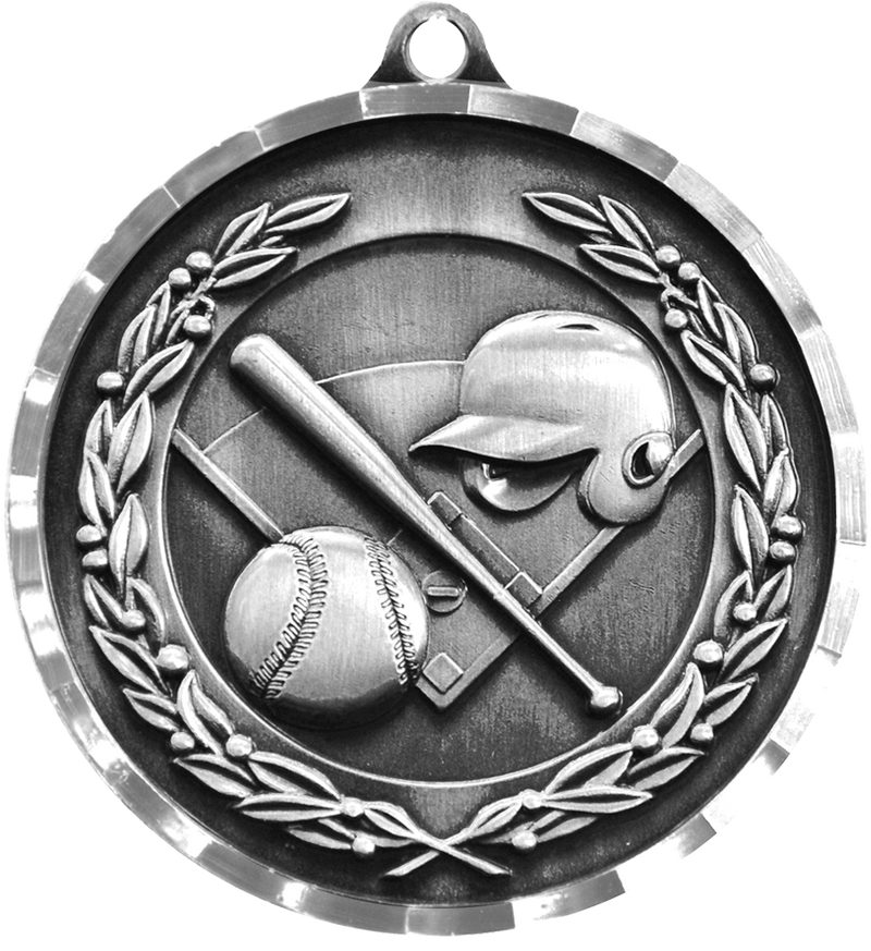 Silver Diamond Cut Baseball Medal