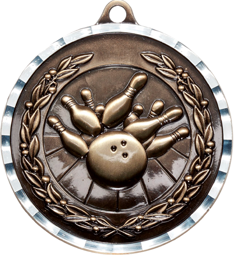 Bronze Diamond Cut Bowling Medal