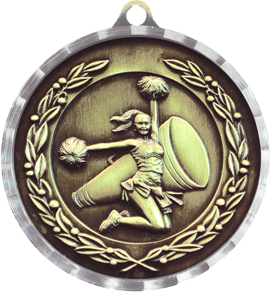 Gold Diamond Cut Cheer Medal