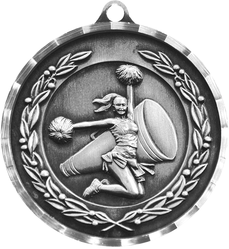 Silver Diamond Cut Cheer Medal