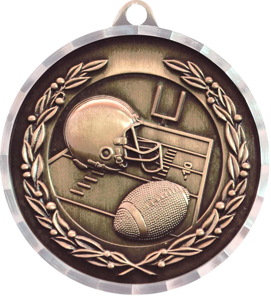 Bronze Diamond Cut Football Medal