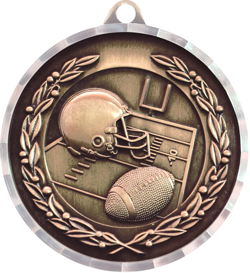 Bronze Diamond Cut Football Medal