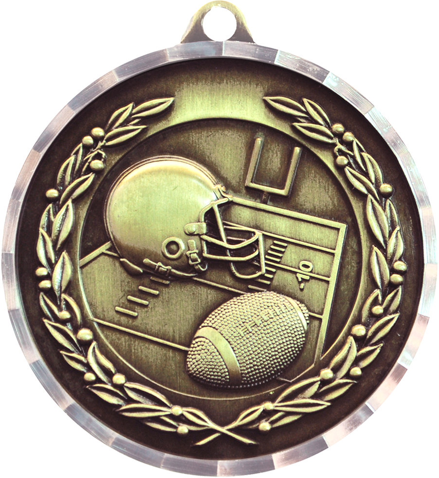 Gold Diamond Cut Football Medal