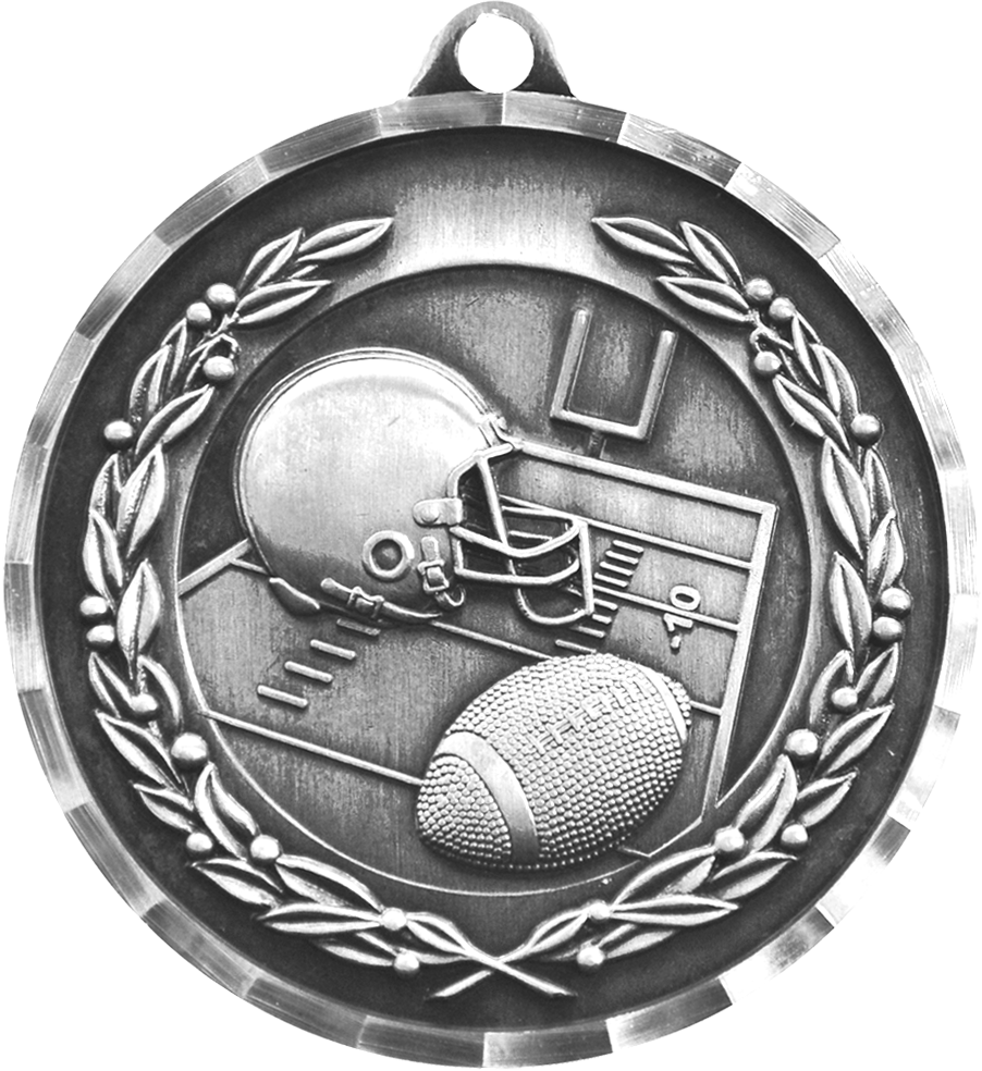 Silver Diamond Cut Football Medal