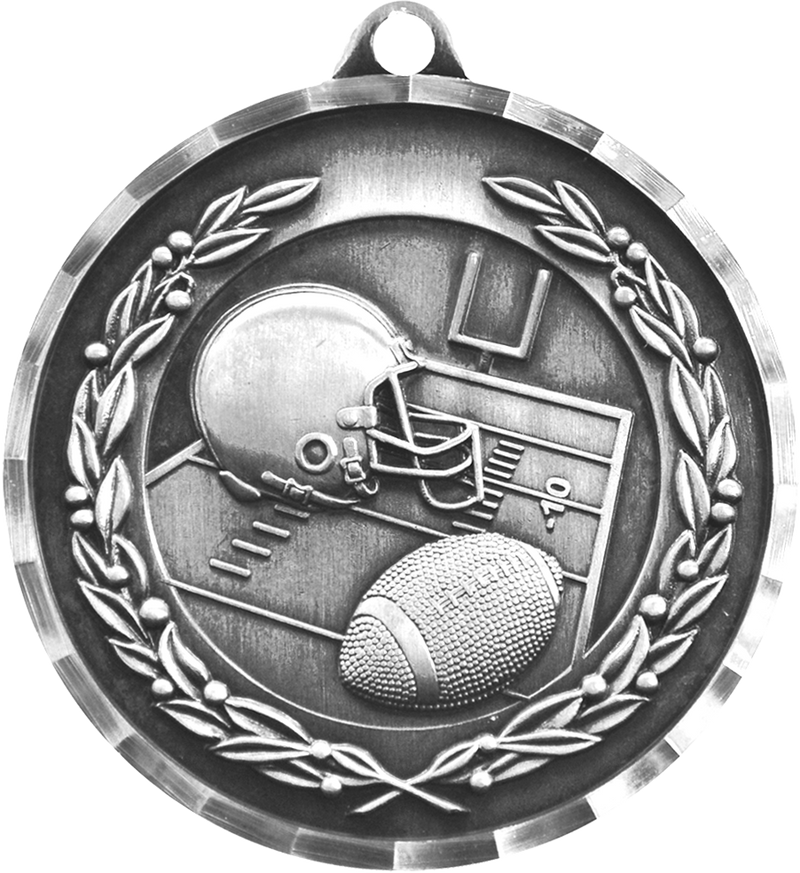 Silver Diamond Cut Football Medal