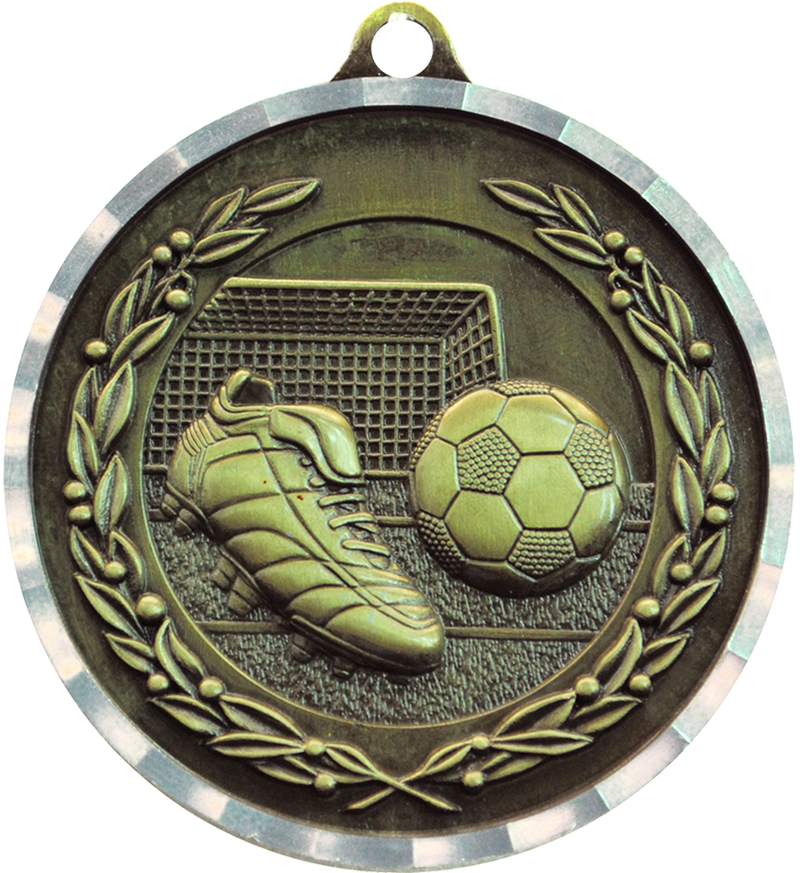 Gold Diamond Cut Soccer Medal