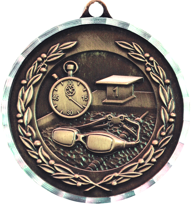 Bronze Diamond Cut Swimming Medal