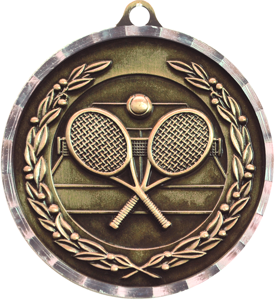 Bronze Diamond Cut Tennis Medal