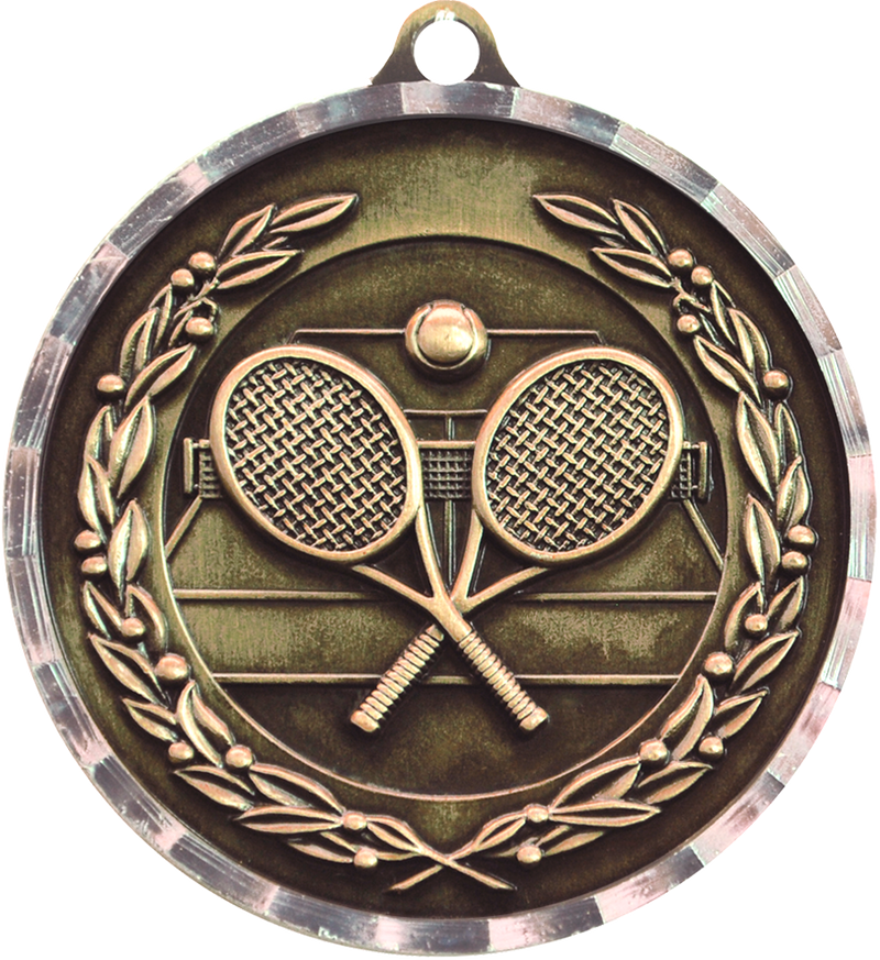 Bronze Diamond Cut Tennis Medal