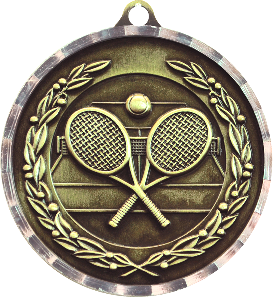 Gold Diamond Cut Tennis Medal