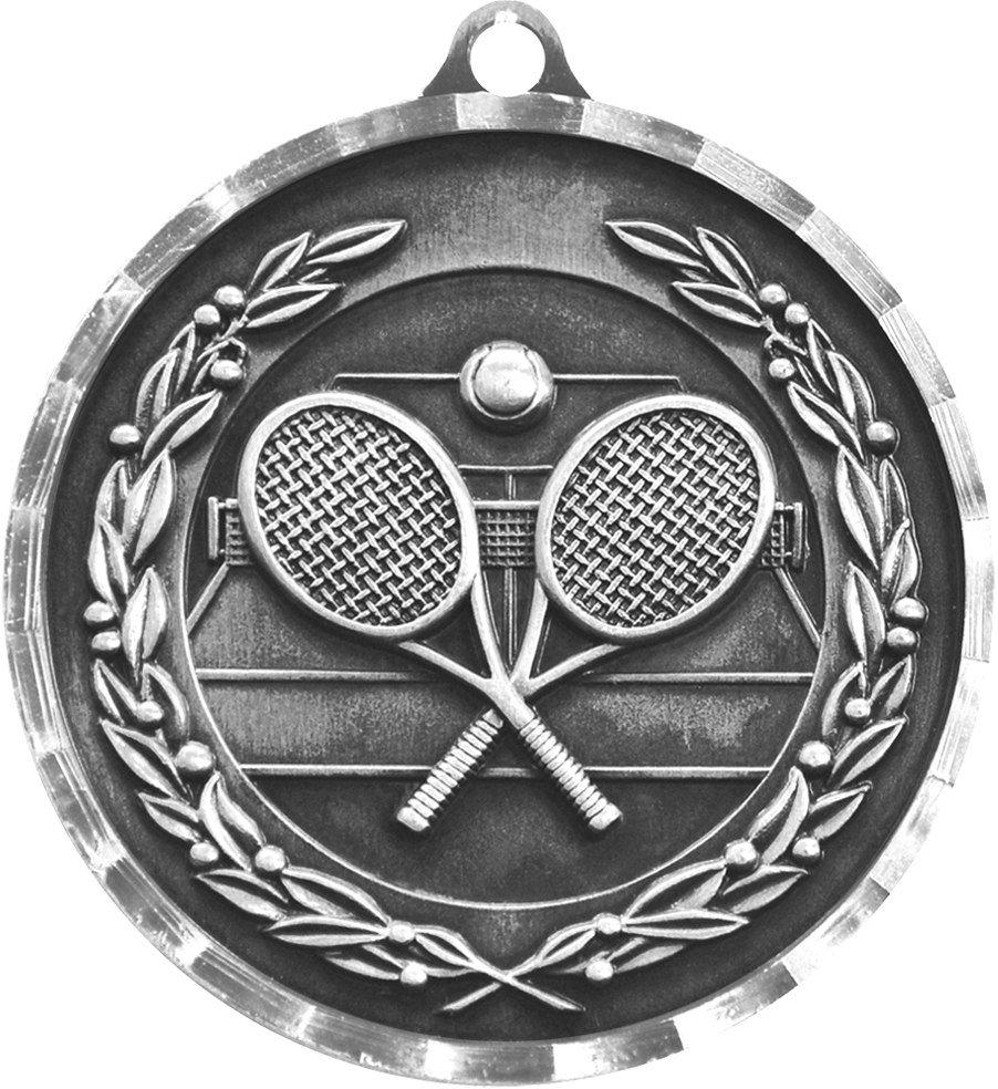 Silver Diamond Cut Tennis Medal