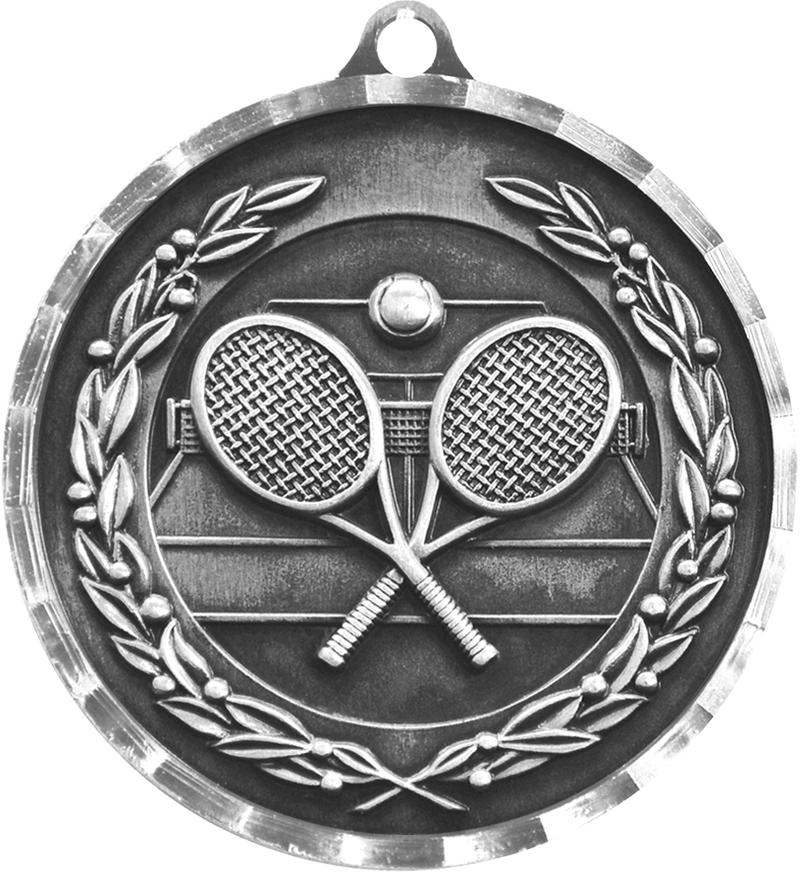 Silver Diamond Cut Tennis Medal