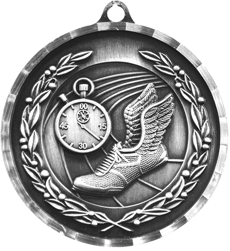 Silver Diamond Cut Track Medal
