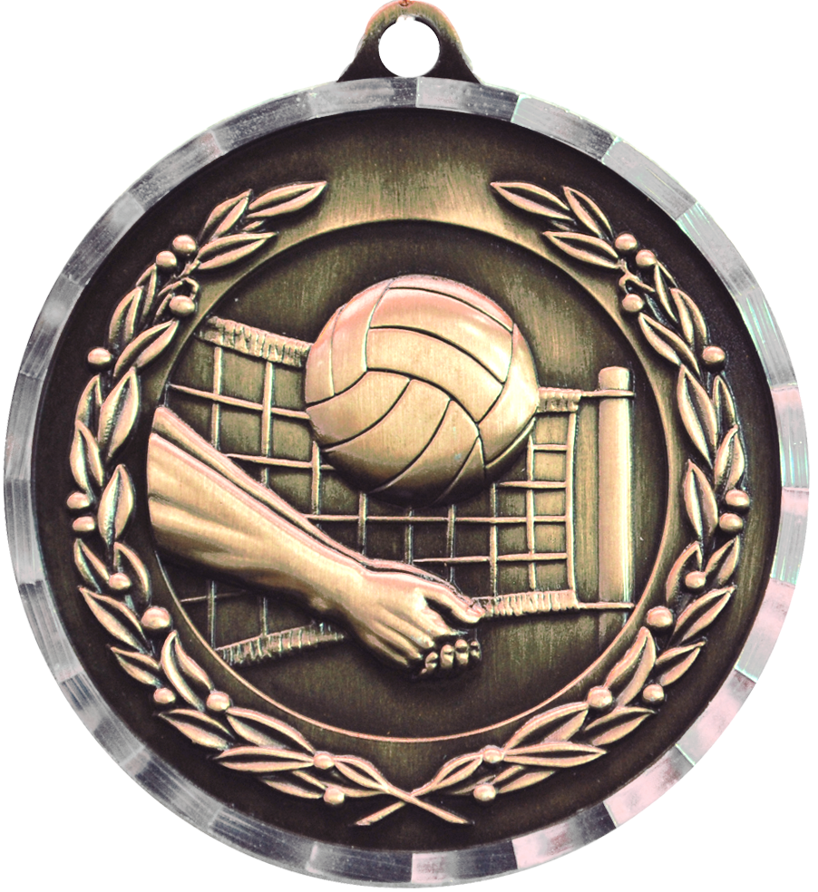 Bronze Diamond Cut Volleyball Medal