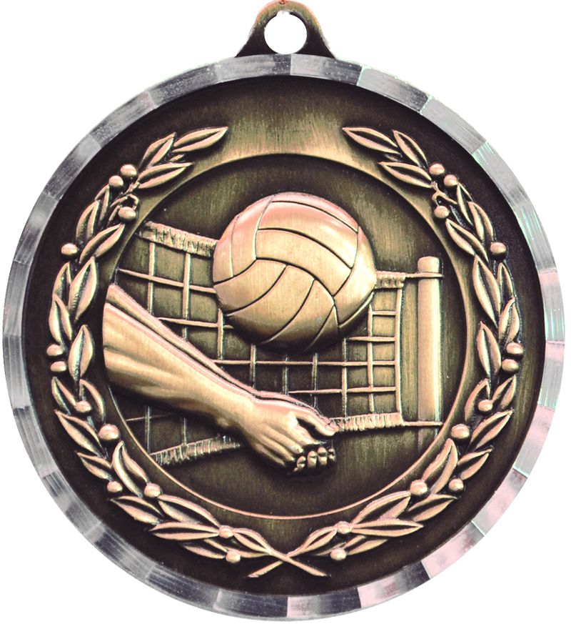 Bronze Diamond Cut Volleyball Medal